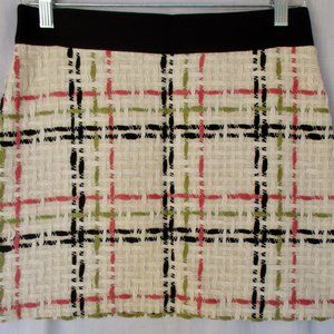 Milly of New York Mini Off White /Black/Khaki/Rose Tweed Skirt Size 2